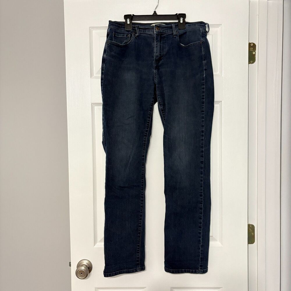 Levi's 505 Womens Jeans 10 Blue Dark Wash Denim Straight Leg Stretch Mid Rise